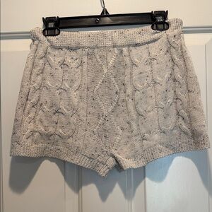 Blu Pepper Cable Knit Shorts in Light Gray Speckle